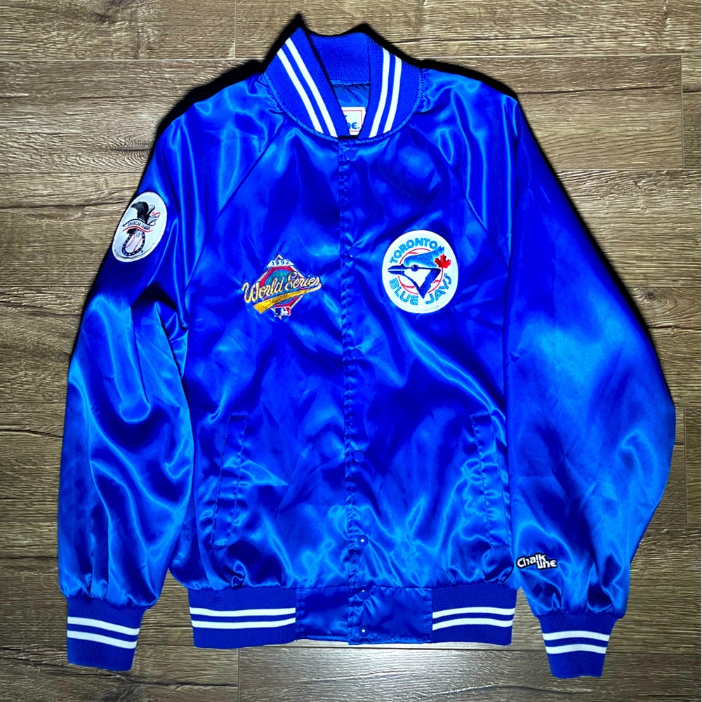1992 90s Toronto Blue Jays World Series MLB baseball jacket vintage chalk line